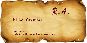 Ritz Aranka névjegykártya